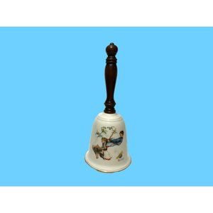 1980”s Norman Rockwell Dinner Bell Wooden Handle Fine China Swing